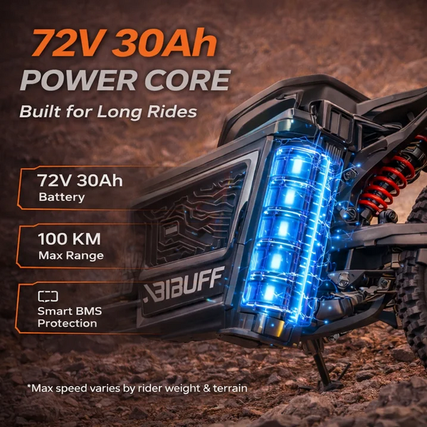 GT600 72V 7500W Peak Electric Moutain Dirt Bike, 50mph Off-Road Motorcycle with 30Ah Lithium Battery, Dual Hydraulic Brakes, 375lbs Max Load, IP54 Waterproof - UL2849