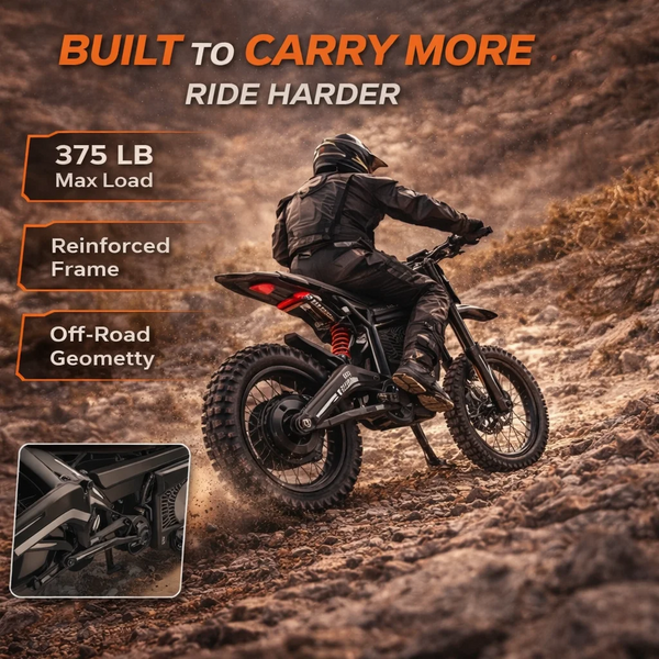 GT600 72V 7500W Peak Electric Moutain Dirt Bike, 50mph Off-Road Motorcycle with 30Ah Lithium Battery, Dual Hydraulic Brakes, 375lbs Max Load, IP54 Waterproof - UL2849