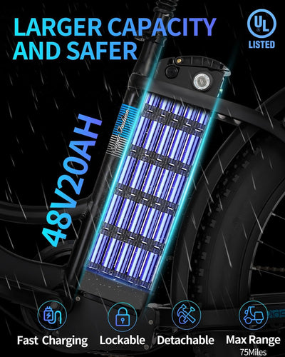 Ridstar 26Inch 2000W Folding Fat Tire Mountain Electric Bike-3