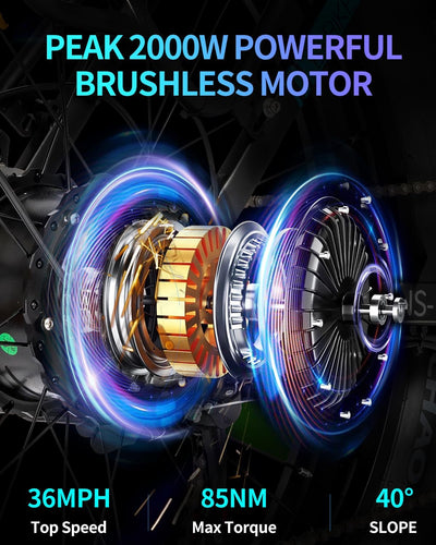 Ridstar 26Inch 2000W Folding Fat Tire Mountain Electric Bike-4