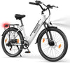 ESKUTE C100 Plus Adult Electric Bike 26, Electric Bike with Rear Motor 250W, Removable Battery 36V 13Ah, 7 Speeds, Max Speed 25 km/h, LCD Display, Low Frame, Men and Women